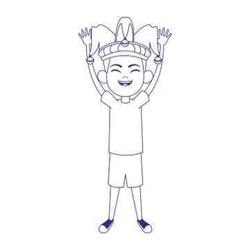 Happy boy with jester hat icon, flat design Stock Illustration