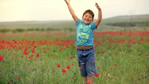 Happy boy jumping for joy Stock Footage 70088825
