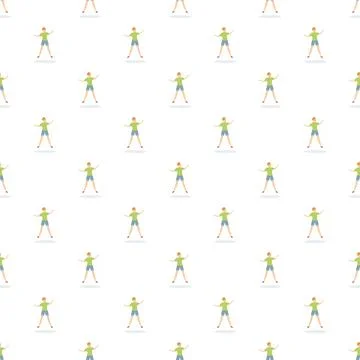 Happy boy jumping seamless pattern repeating background イラスト素材