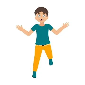 Happy boy jumping vector illustration isolated on white background Stock Illustration