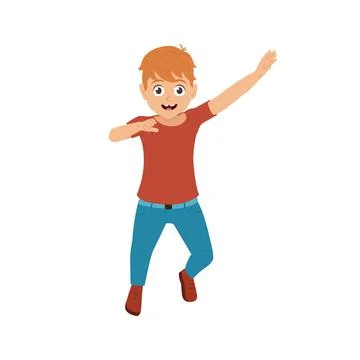Happy boy jumping vector illustration isolated on white background Stock Illustration
