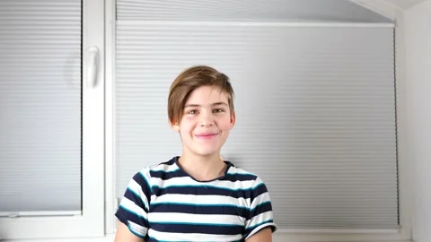 Happy Boy Looking at Camera and smiling Video stock 147356279