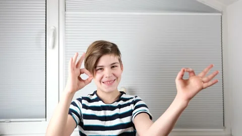 Happy Boy Looking at Camera and smiling Video stock 147356493