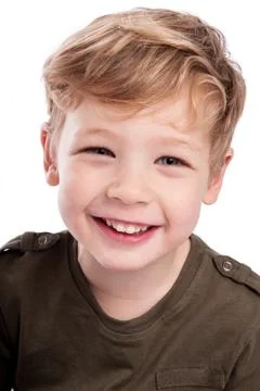 Happy boy looking up to camera. Foto stock