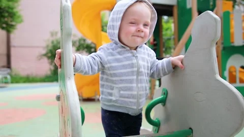 Happy boy on the playground Video stock 134256689
