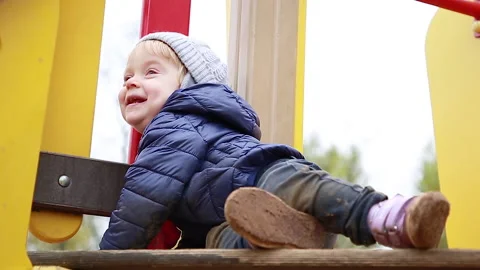 Happy boy on the Playground Stock Footage 142306369
