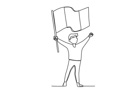 A happy boy raising the Peruvian flag Stock Illustration