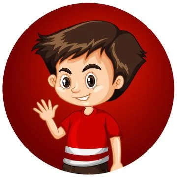 Happy boy on round background Stock Illustration