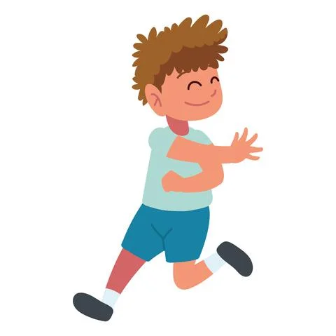 Happy boy running Stock Illustration