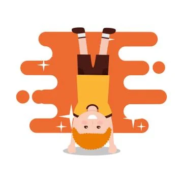 Happy boy standing on his hands Stock Illustration