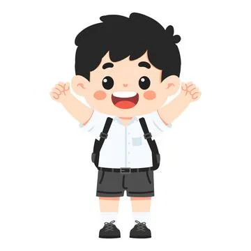 Happy boy student with backpack ready for school Stock Illustration