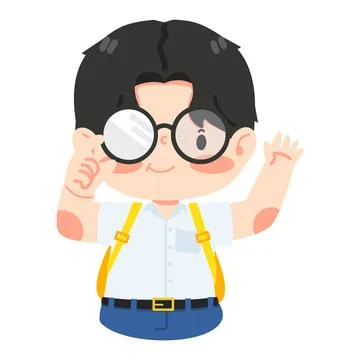 Happy boy student with glasses Stock Illustration