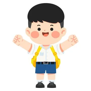 Happy Boy Student With School Backpack Stock Illustration