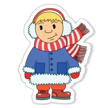 Happy Boy Winter Stock Illustration