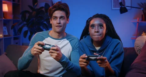 Happy boyfriend and girlfriend playing Stock Video Pond5