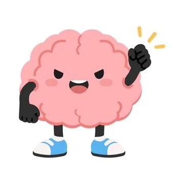 Happy Brain Character Making Fighting Pose Stock-Illustration