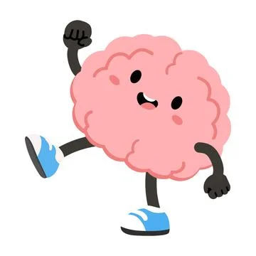 Happy Brain Character Walking Stock Illustration