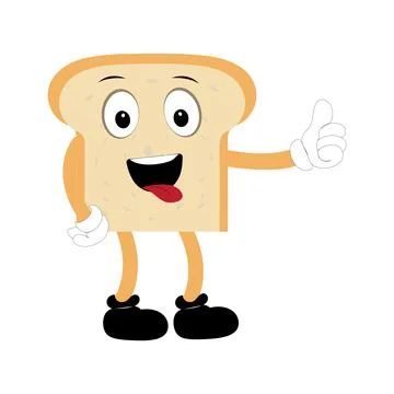 Happy Bread Slice Cartoon Mascot Character Illustrazione stock