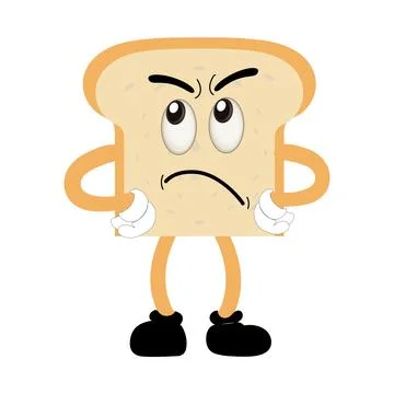 Happy Bread Slice Cartoon Mascot Character Illustrazione stock