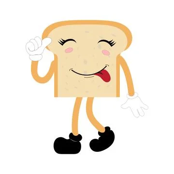 Happy Bread Slice Cartoon Mascot Character Illustrazione stock