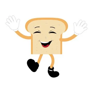 Happy Bread Slice Cartoon Mascot Character Illustrazione stock