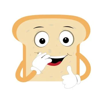 Happy Bread Slice Cartoon Mascot Character Illustrazione stock
