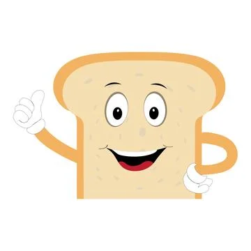 Happy Bread Slice Cartoon Mascot Character Illustrazione stock