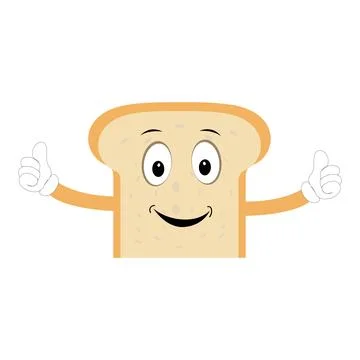 Happy Bread Slice Cartoon Mascot Character Illustrazione stock