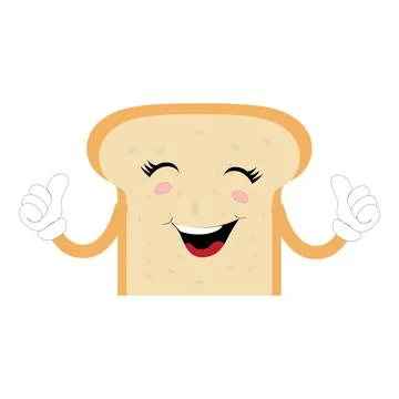 Happy Bread Slice Cartoon Mascot Character Illustrazione stock