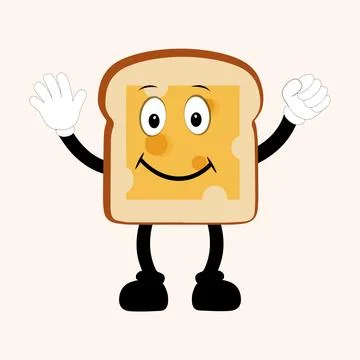 Happy Bread Slice Cartoon Mascot Character Illustrazione stock