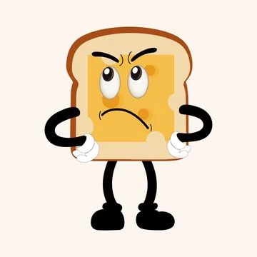 Happy Bread Slice Cartoon Mascot Character Illustrazione stock