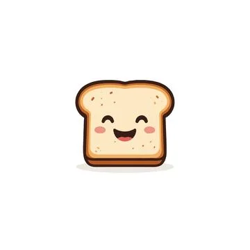 Happy bread slice character illustration showcasing a delightful, cartoonis.. イラスト素材