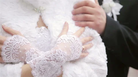 Happy bride and groom posing Stock Footage 62437837