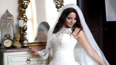 Happy bride dress Stock Footage 76273887