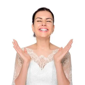 Happy bride isolated. Stock Photos
