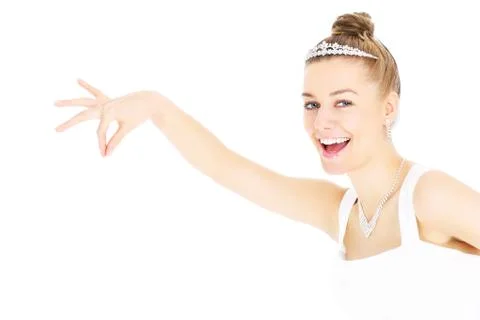 Happy bride picking something Stock Photos