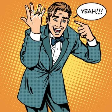 Happy bride with a wedding ring Illustrazione stock