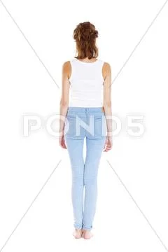 Happy brunette girl in white t-shirt Stock Photos