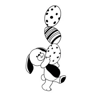 Happy bunny juggles with Easter eggs Stock Illustration