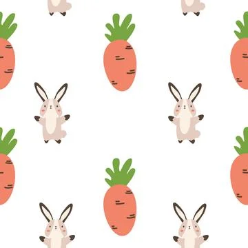 Happy  bunny rabbit seamless pattern Stock Illustration