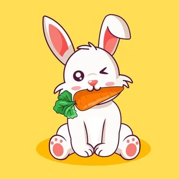 Happy Bunny Winking While Enjoying a Carrot Snack Illustrazione stock
