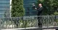 Happy Business Man Black Suit Tablet Receive Good News Office Building Corporate 4k or 4k+ Resolution