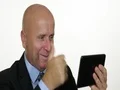 Happy Business Man Tablet Internet Connection Family Meeting Reunion Chat App 4k or 4k+ Resolution