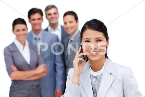 Happy business team working together Stock Photos