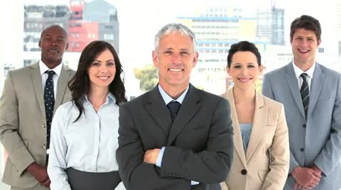 Happy businessman applauding while standing Stock Footage