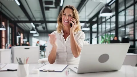 Happy Businessman Coaching Client Over The Stock Footage 326166199