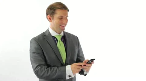 Happy Businessman Texting Stock Footage 11831146