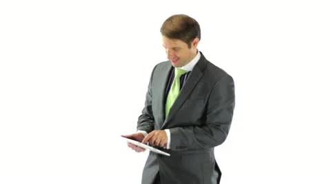 Happy Businessman Using a Tablet Stock Footage 11535005