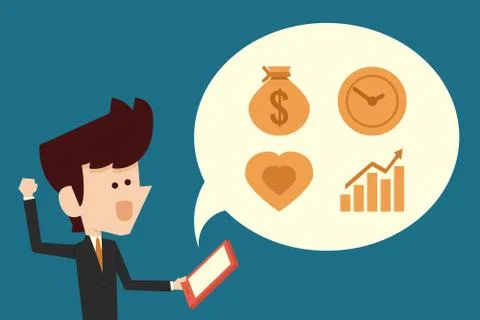 Happy businessman using tablet Stock Illustration