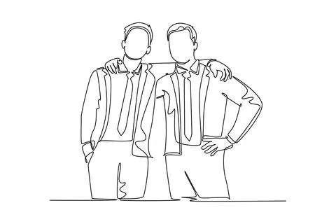 Happy businessmen posing to hugging each other Stock Illustration